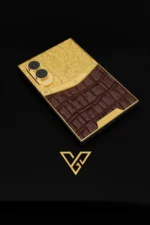 Exotic Royal Gold Samsung Galaxy Z Fold8 in 24K Gold, photographed on a black background