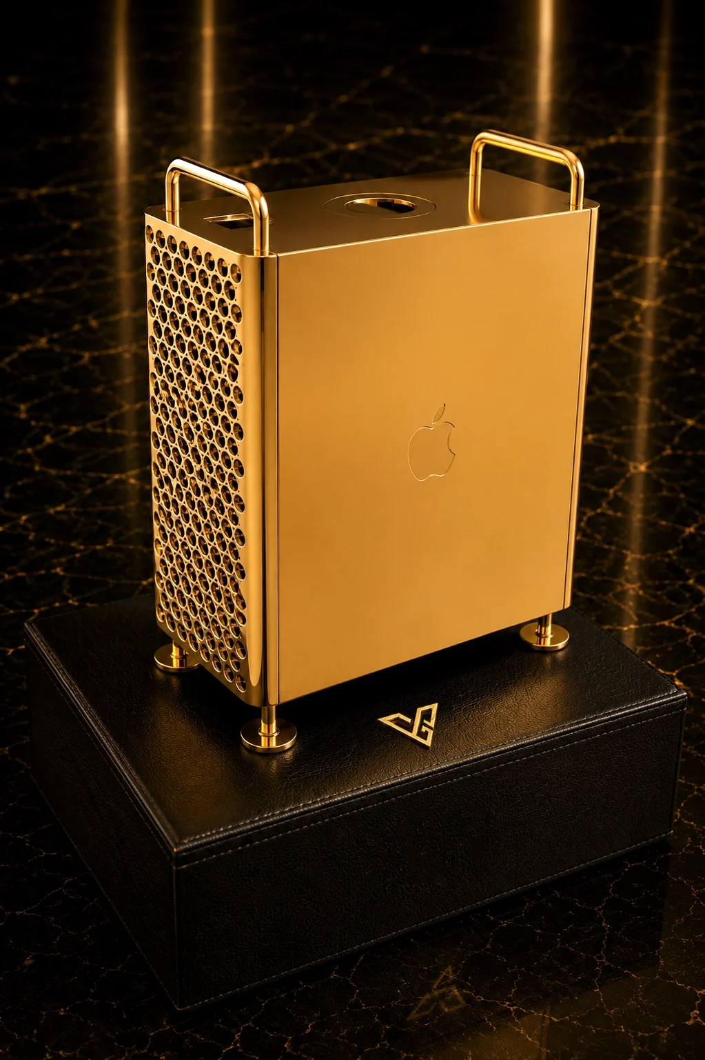 24K Gold Mac Pro by GoldPrivé — luxury gold Apple Mac Pro tower hand-finished in Dubai