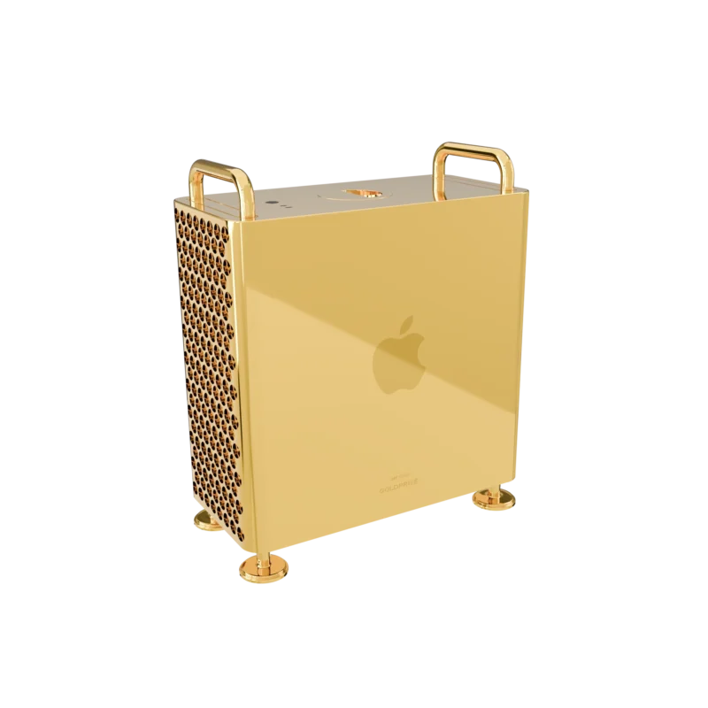 24K Gold Apple Mac Pro by GoldPrivé — luxury Gold Mac Pro tower hand-plated in 24K gold, rose gold or platinum