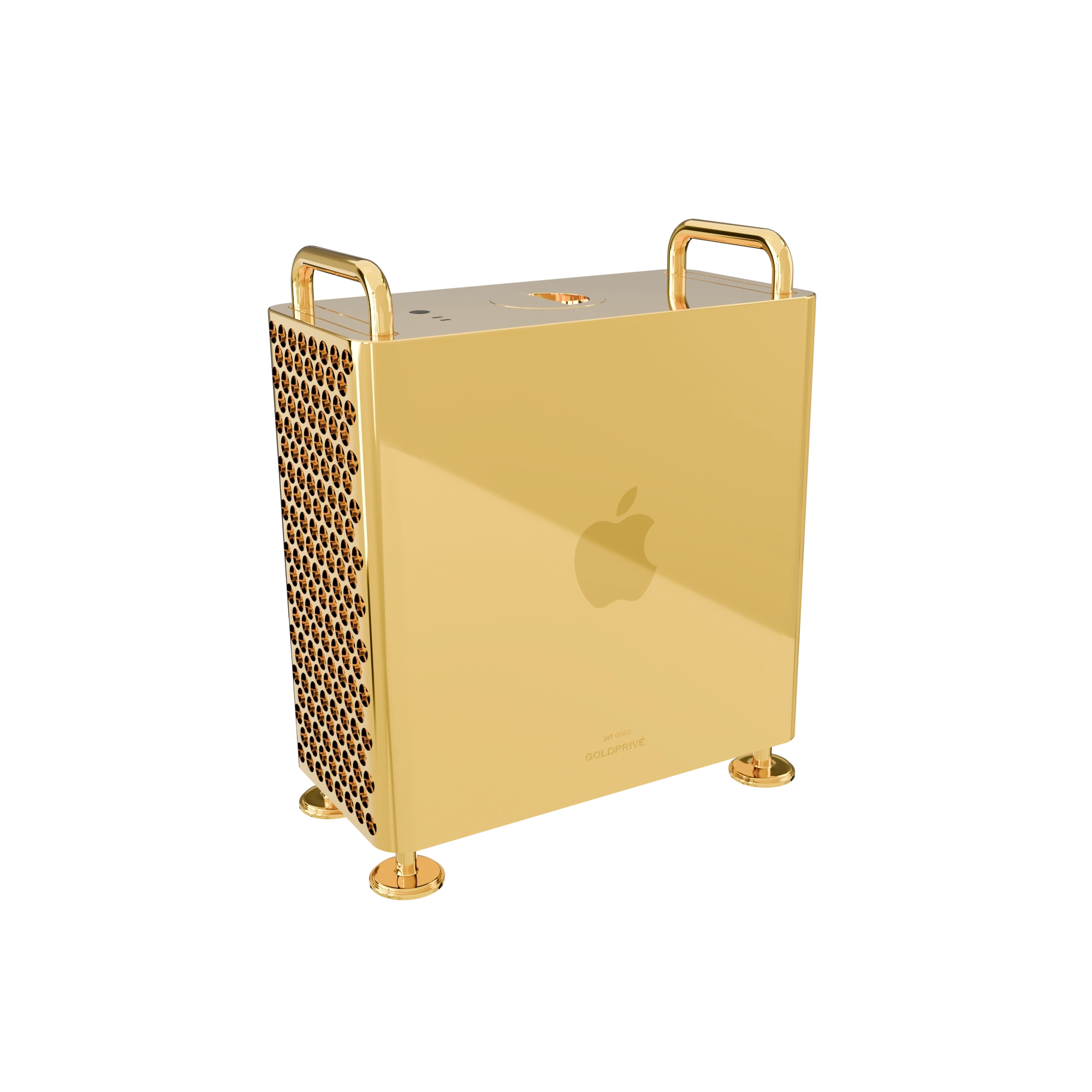 24K Gold Apple Mac Pro by GoldPrivé — luxury Gold Mac Pro tower hand-plated in 24K gold, rose gold or platinum