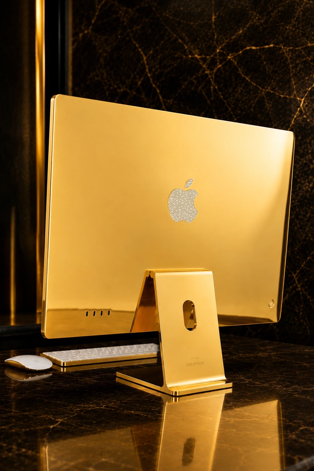 24K Gold iMac 24-inch by GoldPrivé — luxury gold Apple iMac with Magic Keyboard and Magic Mouse hand-finished in Dubai