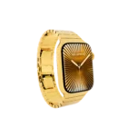 Regent gold Apple Watch Series 12 with a 24K gold link bracelet, front view