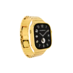 Titan gold Apple Watch Ultra 4 with a 24K gold link bracelet, front view