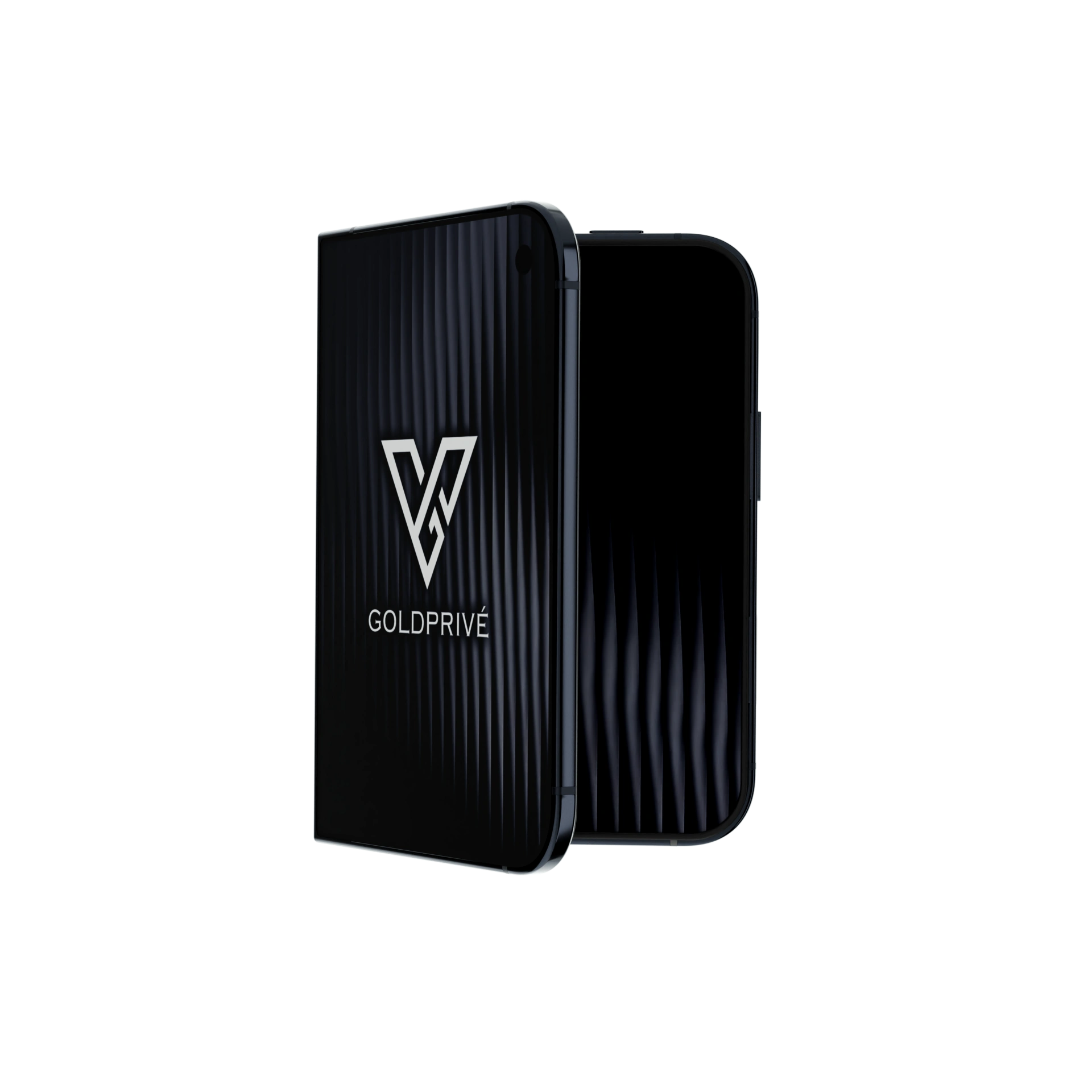 iPhone Duo Elite: black GoldPrivé cover with the V logo