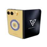 LuxEvil Charm Gold iPhone Duo by GoldPrivé with a round 18K gold nazar in blue, white and golden stones
