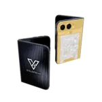 Grandeur Pearl Gold iPhone Duo shown folded and open