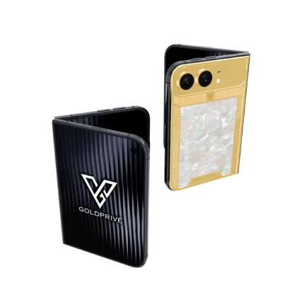Grandeur Pearl Gold iPhone Duo shown folded and open